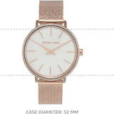 Michael Kors Pyper Quartz Mother of Pearl White Dial Rose Gold Mesh Strap Watch For Women - MK4588
