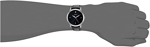Fossil The Minimalist Carbon Series Black Dial Black Leather Strap Watch for Men - FS5497