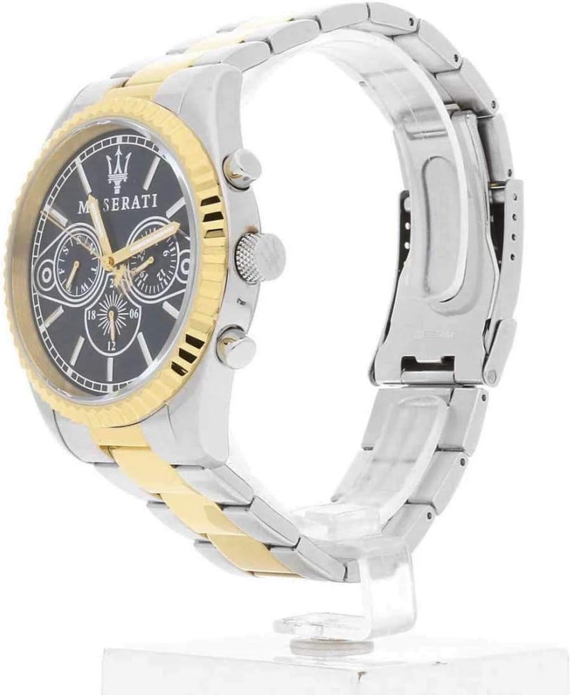 Maserati Competizione Chronograph Black Dial Two Tone Steel Strap Watch For Men - R8853100016