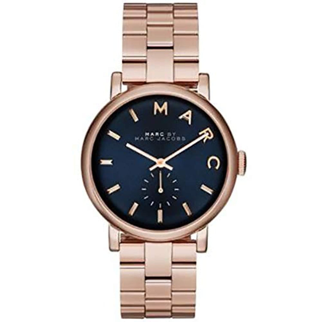 Marc Jacobs Baker Blue Dial Rose Gold Steel Strap Watch for Women - MBM3330