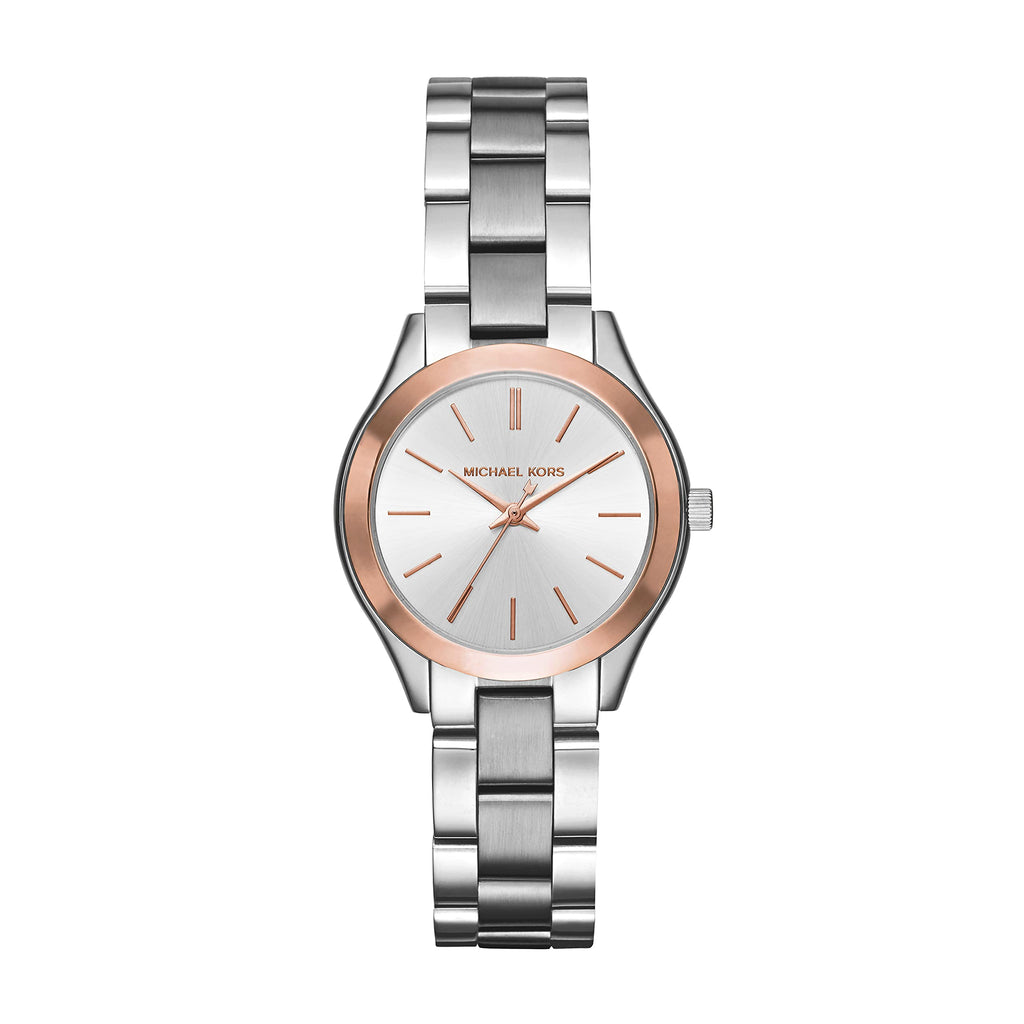 Michael Kors Mini Slim Runway Silver Dial Silver Steel Strap Watch for Women - MK3514