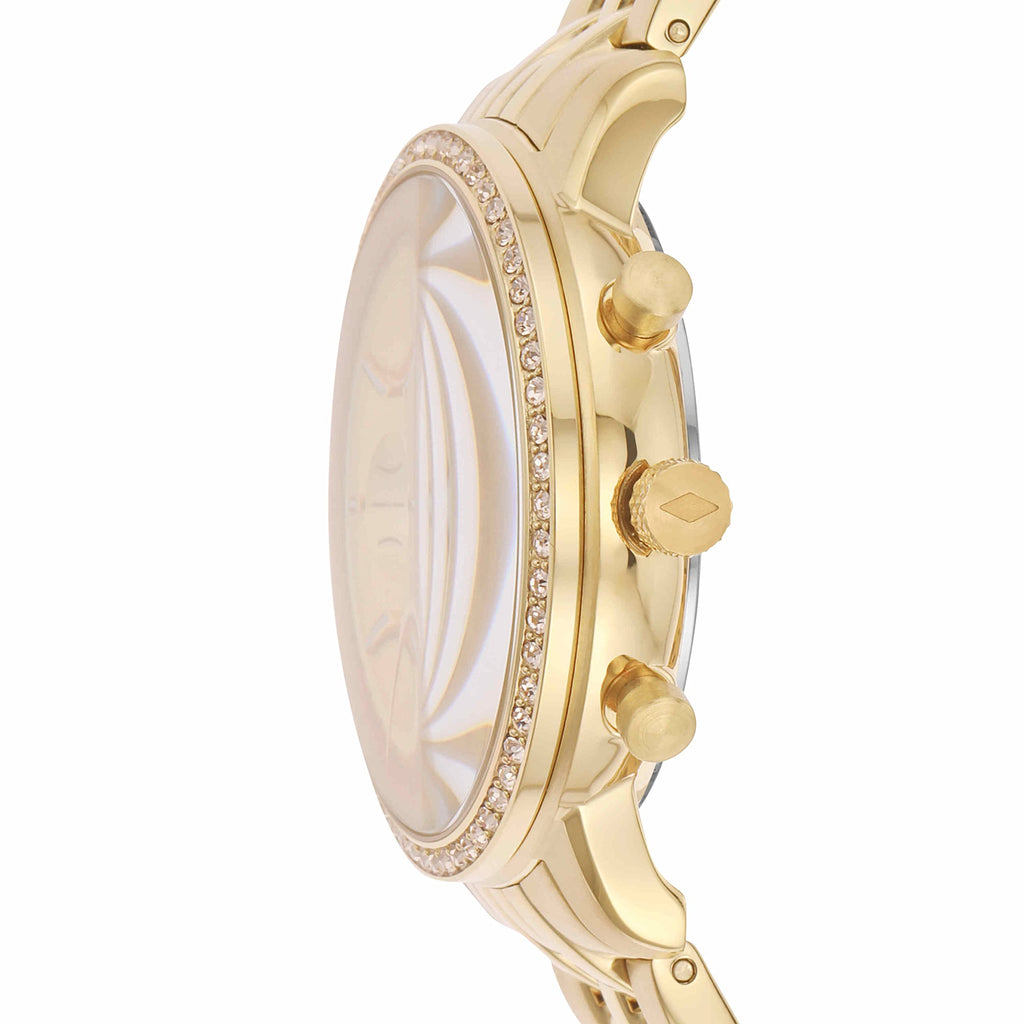 Fossil Neutra Chronograph Gold Dial Gold Steel Strap Watch for Women - ES5219