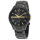 Armani Exchange Hampton Chronograph Black Dial Black Steel Strap Watch For Men - AX2121