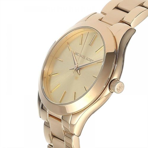 Michael Kors Mini Runway Slim Gold Dial Gold Steel Strap Watch for Women - MK3512