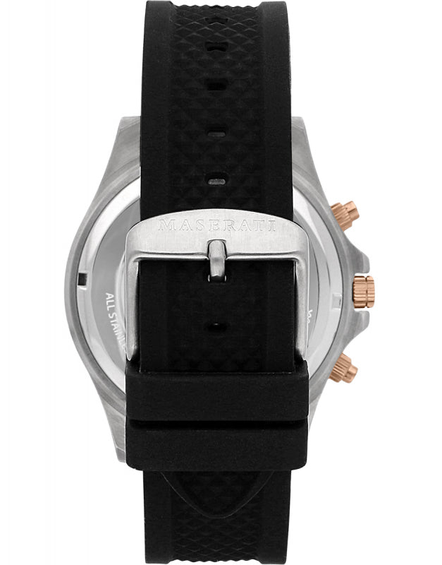 Maserati SFIDA 44mm Black Silicon Chronograph Watch For Men - R8871640002