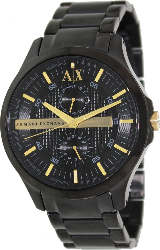 Armani Exchange Hampton Chronograph Black Dial Black Steel Strap Watch For Men - AX2121