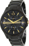 Armani Exchange Hampton Chronograph Black Dial Black Steel Strap Watch For Men - AX2121