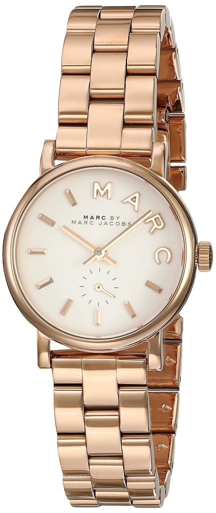 Marc Jacobs Baker White Dial Rose Gold Steel Strap Watch for Women - MBM3248
