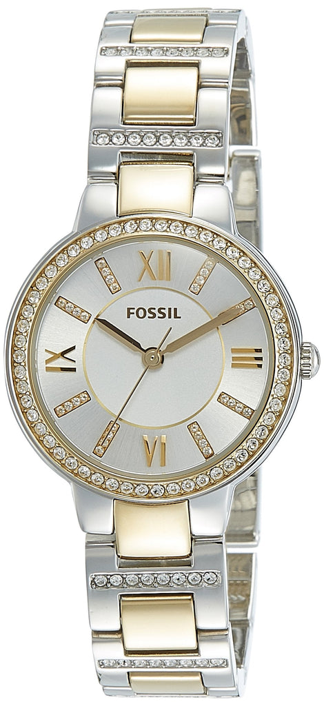 Fossil Virginia Silver Dial Two Tone Steel Strap Watch for Women - ES3503