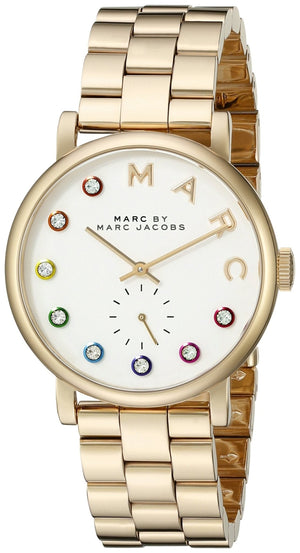 Marc Jacobs Baker White Dial Gold Steel Strap Watch for Women - MBM3440