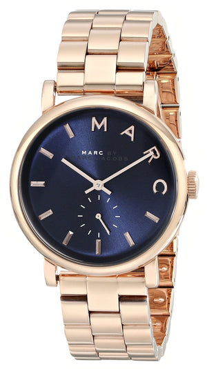 Marc Jacobs Baker Blue Dial Rose Gold Steel Strap Watch for Women - MBM3330