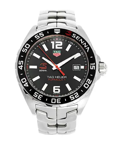 Tag Heuer Formula 1 Senna Limited Edition Black Dial Silver Steel Strap Watch for Men - WAZ1012.BA0883