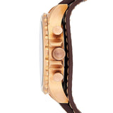 Fossil Nate Chronograph Blue Dial Brown Leather Strap Watch for Men - JR1505