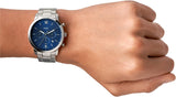 Fossil watch 8886009-3 with blue face on wrist