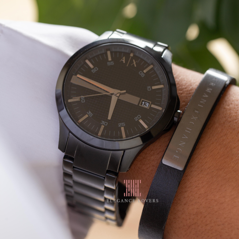 Armani Exchange black watch and bracelet