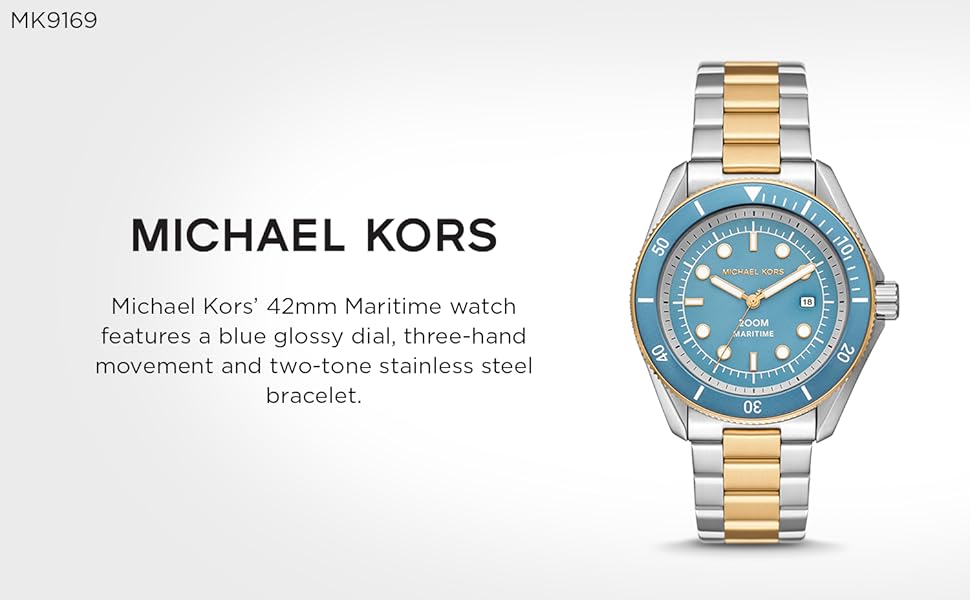 Michael Kors Maritime Three-Hand Blue Dial Two Tone Steel Strap Watch for Men - MK9169