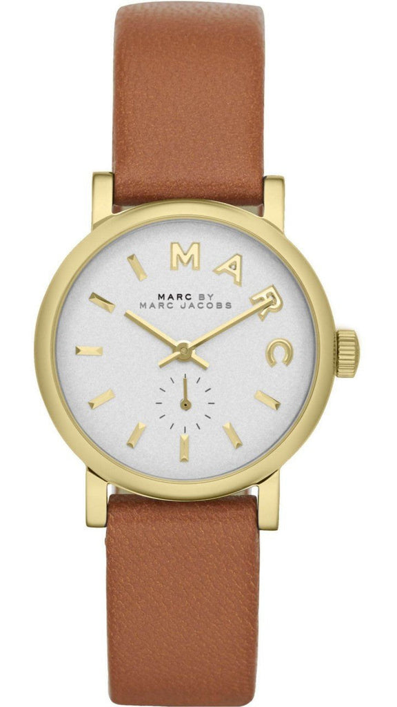Marc Jacobs Baker White Dial Brown Leather Strap Watch for Women - MBM1317