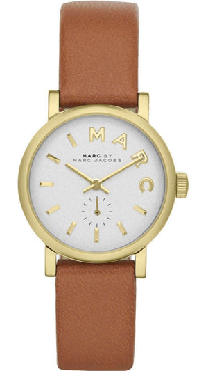 Marc Jacobs Baker White Dial Brown Leather Strap Watch for Women - MBM1317