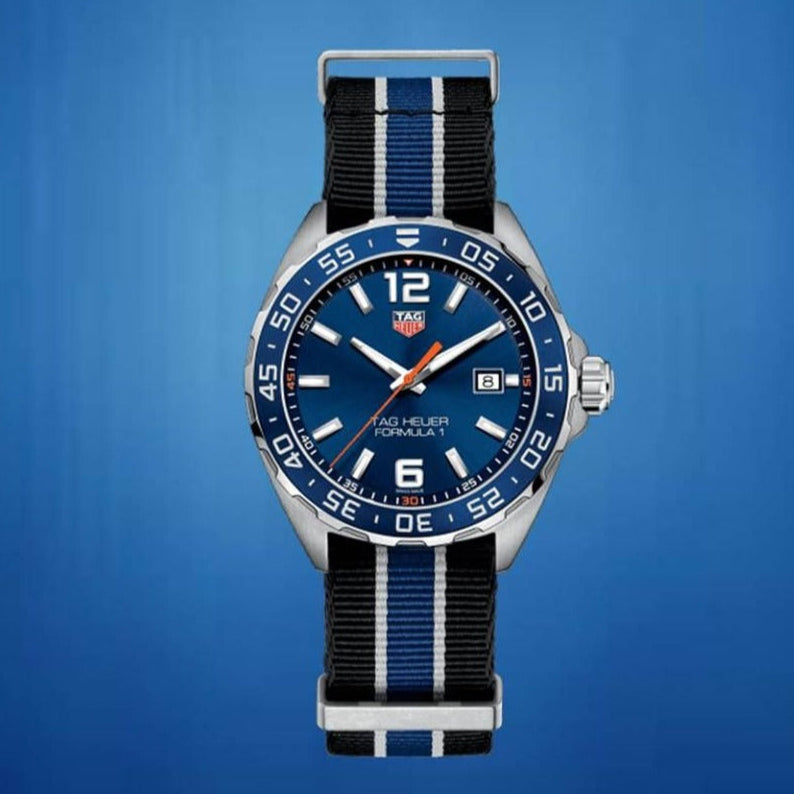 Tag Heuer Formula 1 Quartz Blue Dial Two Tone NATO Strap Watch for Men - WAZ1010.FC8197