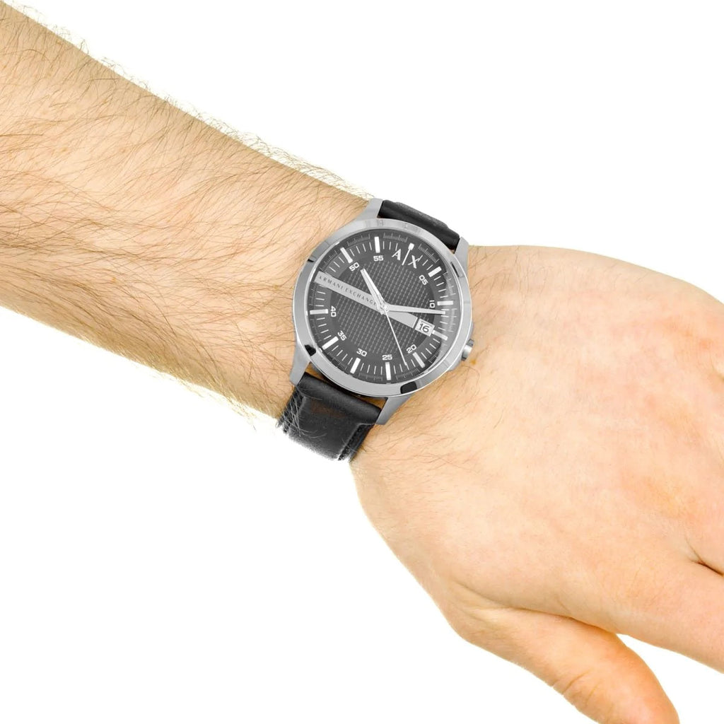 AX2101-2 Men's Watch with Black Leather Band