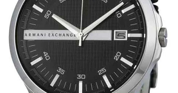 Armani Exchange Hampton Chronograph Black Dial Black Leather Strap Watch For Men - AX2101