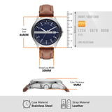 AX2133-3P-11 Stainless Steel Watch with Leather Strap, 46mm Case