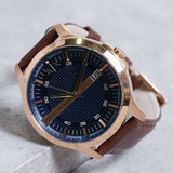 AX2172-4 Men's Watch with Gold Case and Brown Leather Strap