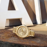 Armani Exchange Hampton Chronograph Gold Dial Gold Steel Strap Watch For Men - AX2415