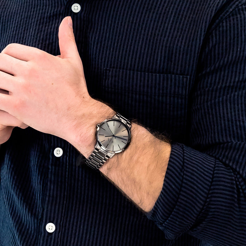 Armani Exchange Cayde Analog Grey Dial Grey Steel Strap Watch For Men - AX2722