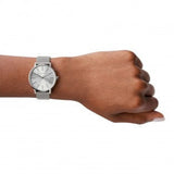 AX5535 silver watch on wrist
