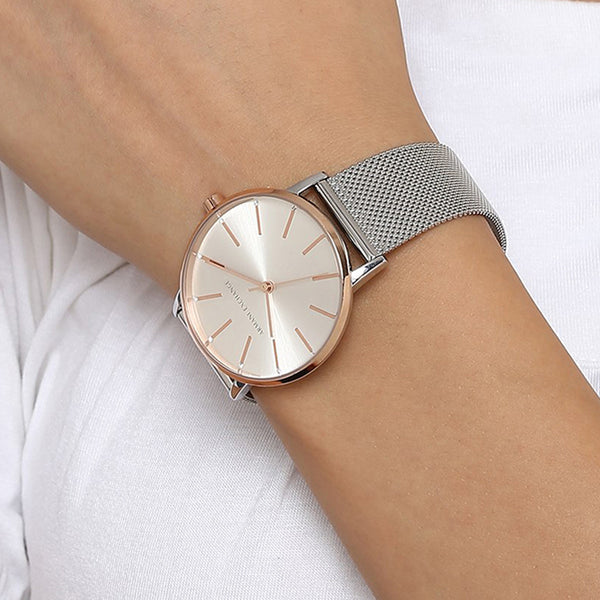AX5537-1 Rose Gold Watch with Silver Mesh Band