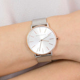 AX5537-3 Armani Exchange watch with silver band and rose gold accents