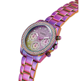 Guess Confetti Chronograph Crystals Multicolor Dial Purple Steel Strap Watch For Women - GW0483L5