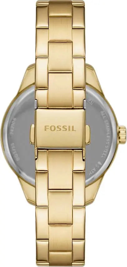 Fossil Rye Automatic Skeleton Gold Dial Gold Steel Strap Watch for Women - BQ3755