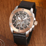 Fossil Modern Machine Automatic Skeleton Dial Black Leather Strap Watch for Men - ME3082