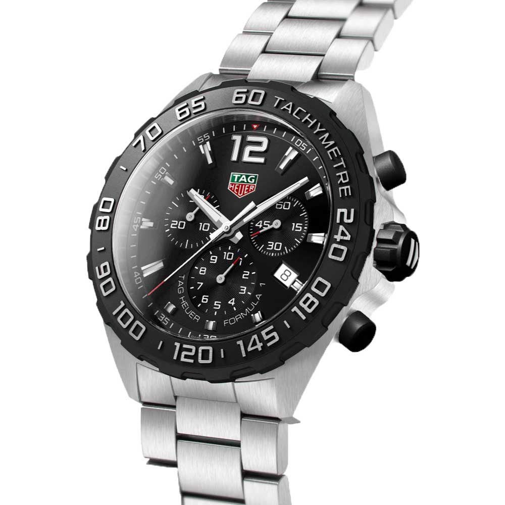 Tag Heuer Formula 1 Chronograph Black Dial Silver Steel Strap Watch for Men - CAZ1010.BA0842