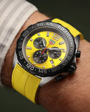 Tag Heuer Formula 1 Chronograph 41mm Yellow Dial Yellow Rubber Strap Watch for Men - CAZ101AM.FT8054