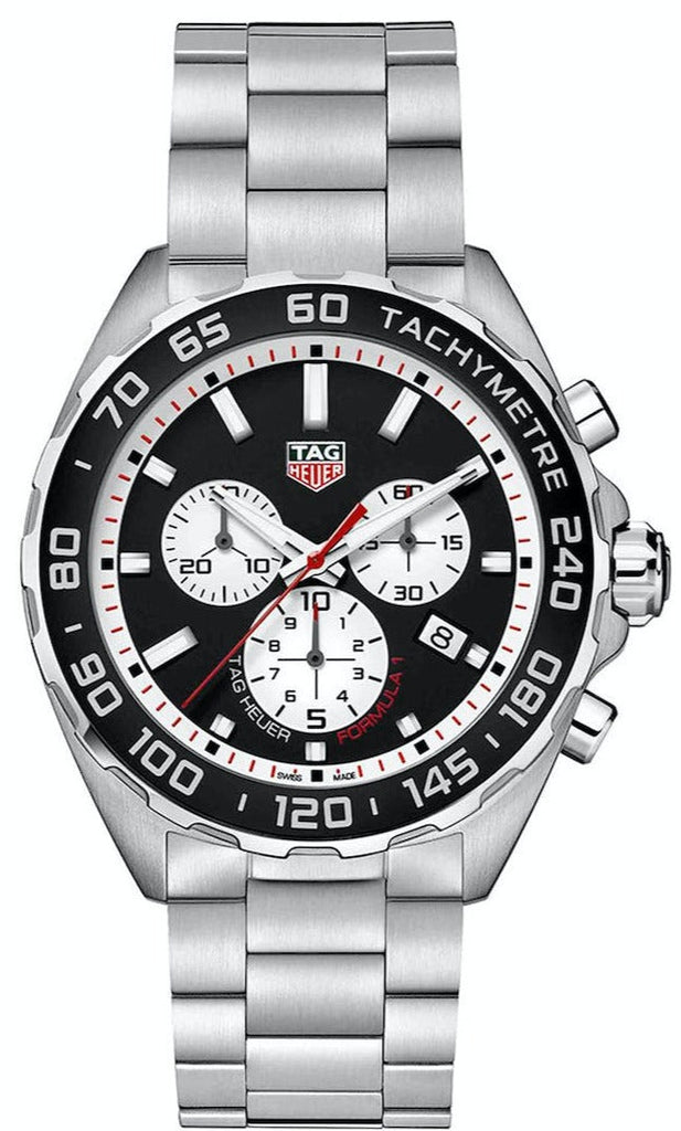 Tag Heuer Formula 1 Chronograph Black Dial Silver Steel Strap Watch for Men - CAZ101E.BA0842