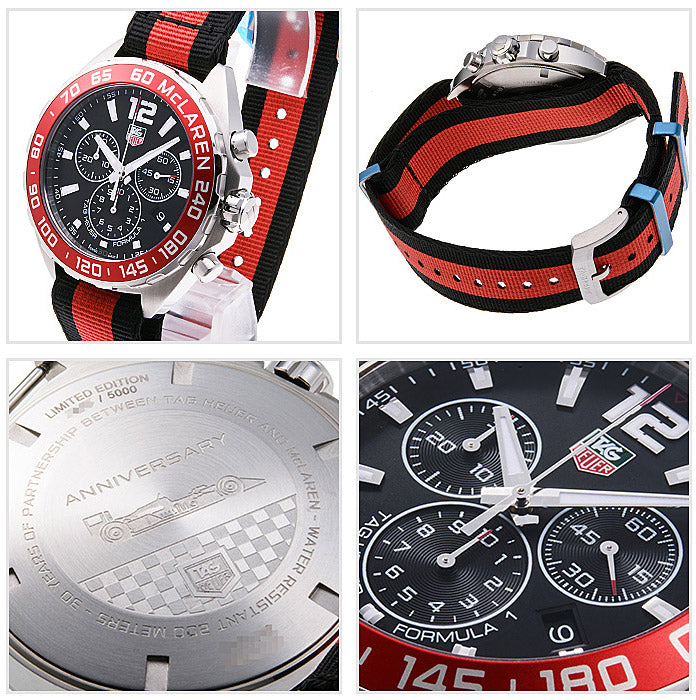 Tag Heuer Formula 1 McLaren Limited Edition Chronograph Black Dial Two Tone NATO Strap Watch for Men - CAZ1112.FC8188