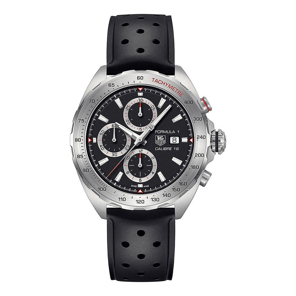 Tag Heuer Formula 1 Calibre 16 Black Dial Black Leather Strap Watch for Men - CAZ2010.FT8024