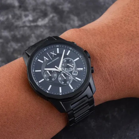 AX Armani Exchange black watch detail