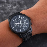 AX Armani Exchange black watch detail