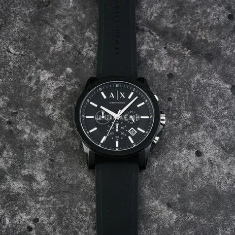 AX Armani Exchange black watch detail