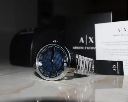 Armani Exchange Hampton Chronograph Blue Dial Silver Steel Strap Watch For Men - AX2178