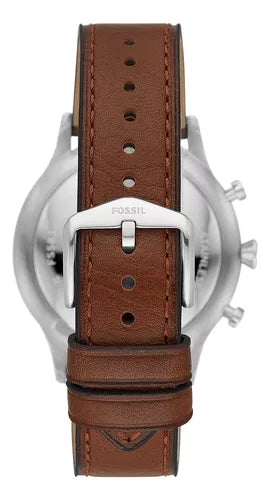 Fossil Retro Pilot Chronograph Blue Dial Brown Leather Strap Watch for Men - FS5832