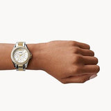 Fossil Riley White Dial Two Tone Steel Strap Watch for Women - ES3204