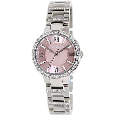 Fossil Virginia Pink Dial Silver Steel Strap Watch for Women - ES3504