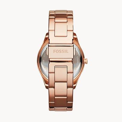Fossil Stella Rose Gold Dial Rose Gold Steel Strap Watch for Women - ES3590