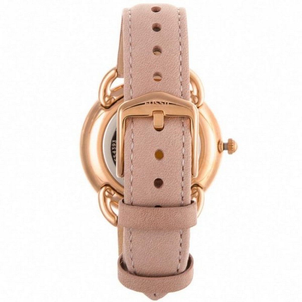 Fossil Tailor Quartz White Dial Pink Leather Strap Watch for Women - ES4393