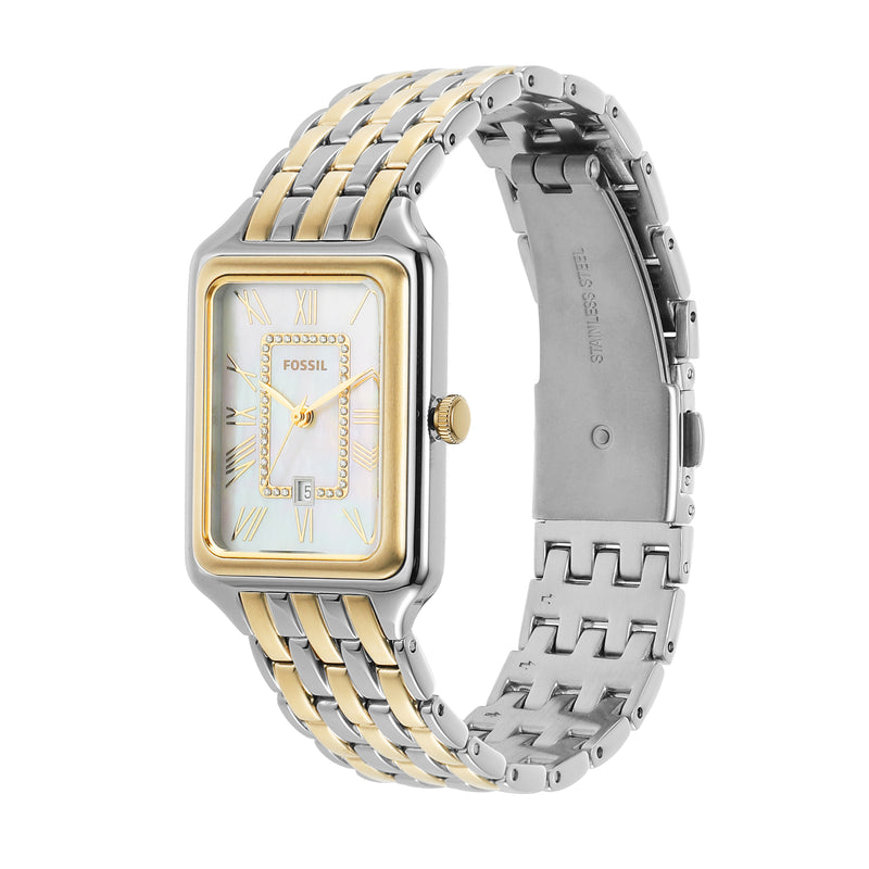 Fossil Raquel Three Hand Mother of Pearl Dial Two Tone Steel Strap Watch For Women - ES5305